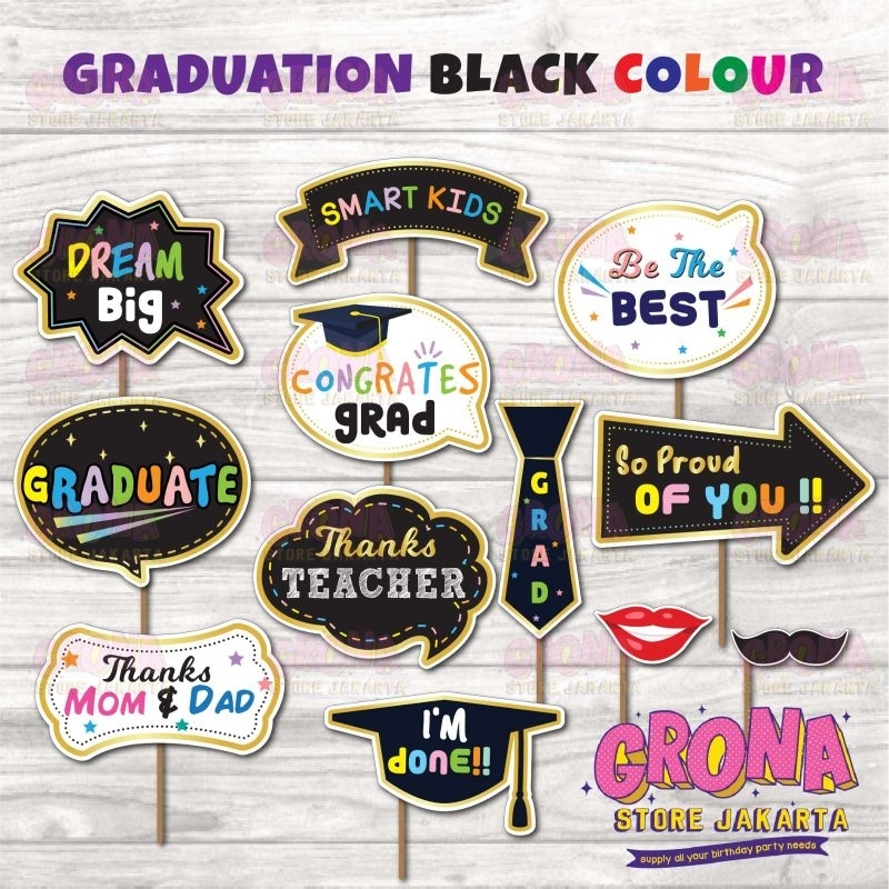 ACC Photobooth Graduation Black Colour / Aksesoris Foto Graduation Black Colour / Photo Props Gradua