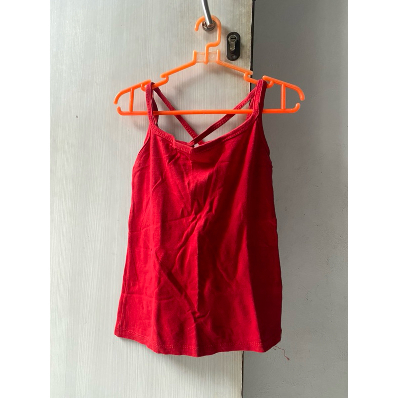 Tanktop Wanita Merah Tali Silang