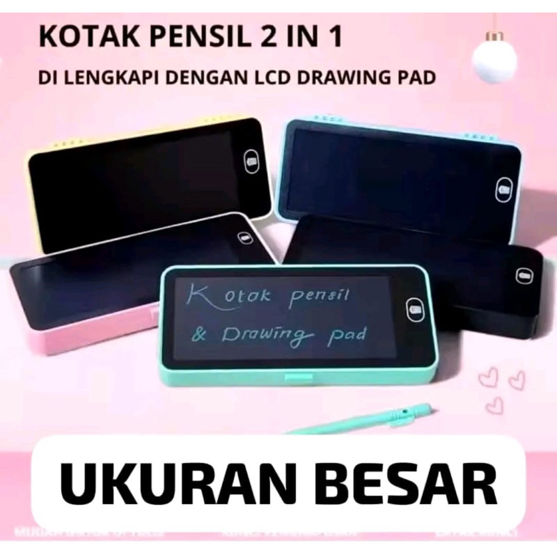 

POM Kotak Pensil Case Lcd Writing Drawing Box Case Pencil Drawing Pad Edukasi 2in1