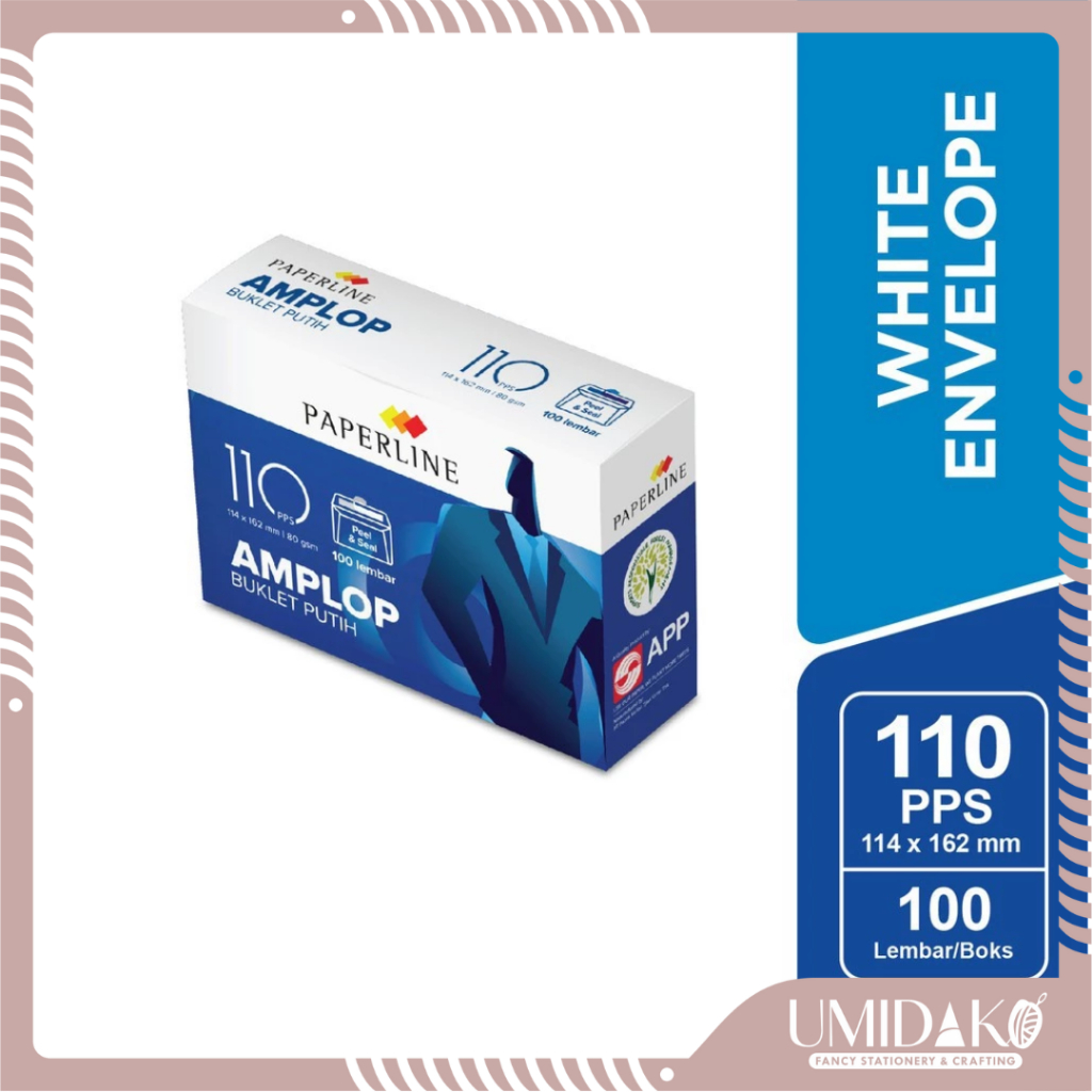 

[UMIDAKO] AMPLOP PUTIH POLOS ENVELOPE PAPERLINE 110 PPS (1 PAK)
