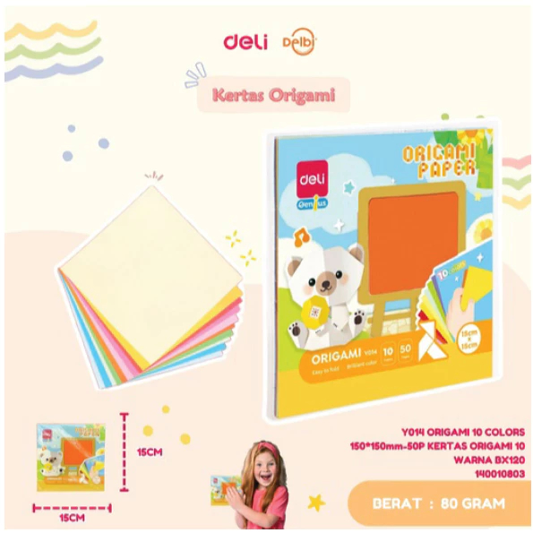 

DELI Y014 ORIGAMI 10 COLORS 150*150mm-50P KERTAS ORIGAMI 10 WARNA