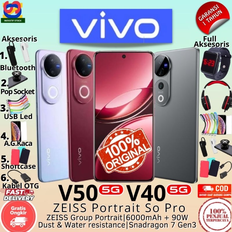 HP BARU VIVO V50 5G | V40 5G  12/512GB - 12/256GB RAM upto 24GB Zeiss Group Potrait GARANSI RESMI 10