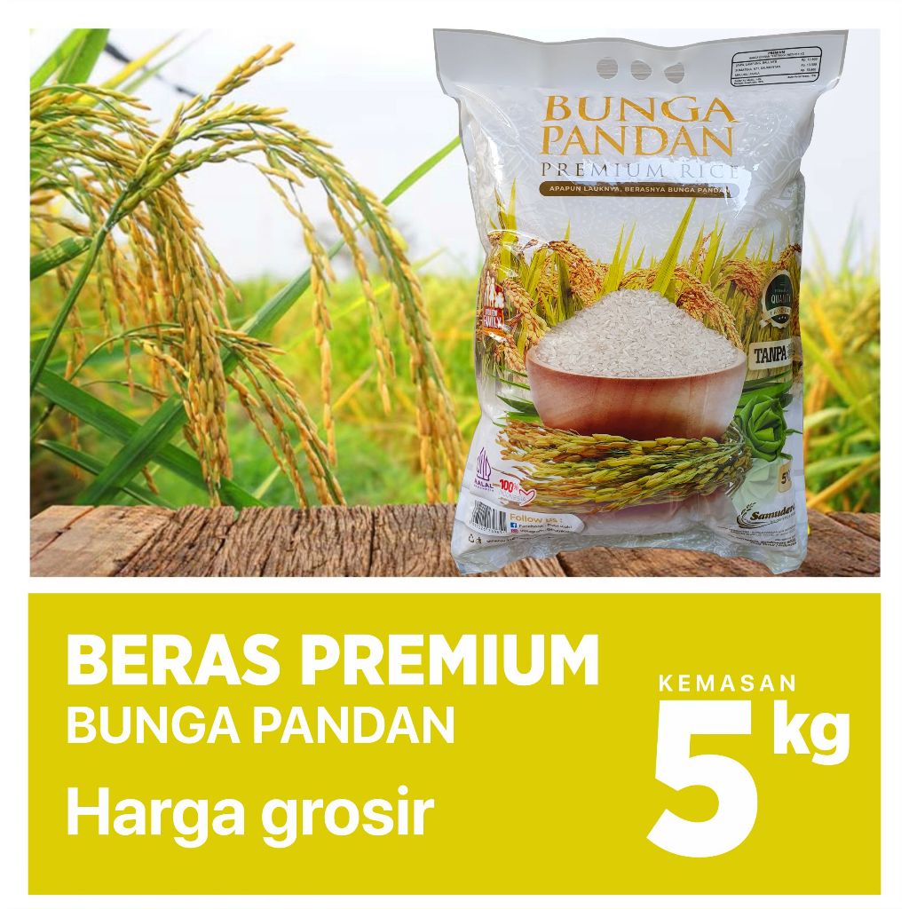 

Beras Bunga Pandan Premium 5kg/Beras Putri Kencana Medium 5kg/Beras Murah