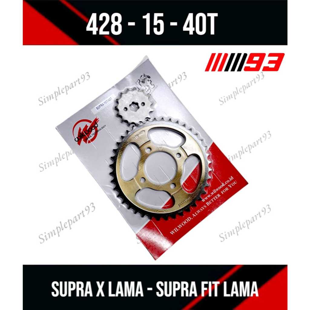 Gear Gir Set Depan Belakang 15 - 40T [ HMD ] Motor Honda - SUPRA X LAMA - SUPRA FIT LAMA