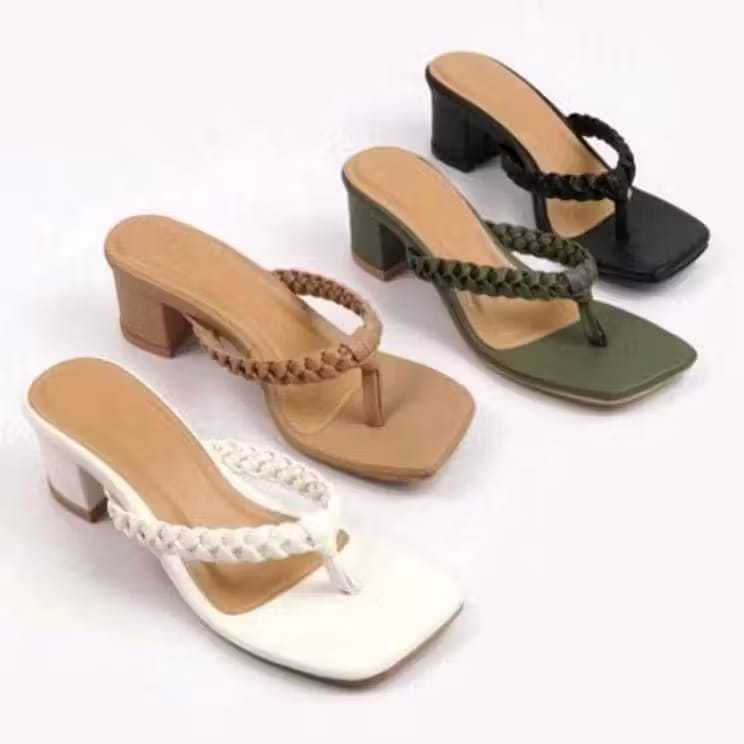 Sandal Wanita Jepit Kepang Hak Tahu 5cm / Sandal wanita Hak Tahu / Sandal kekinian / Sandal wanita t