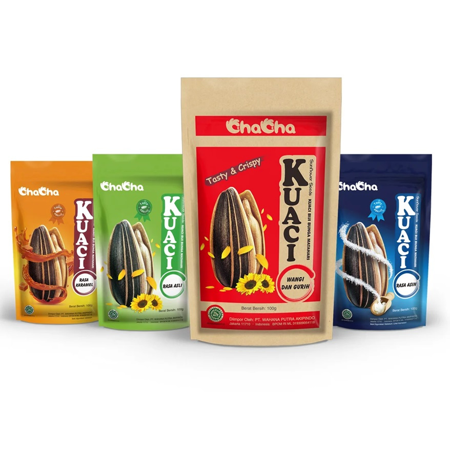

Cha Cha Kuaci 100gr – Snack Biji Bunga Matahari Berbagai Rasa (Karamel, Kelapa, Original)