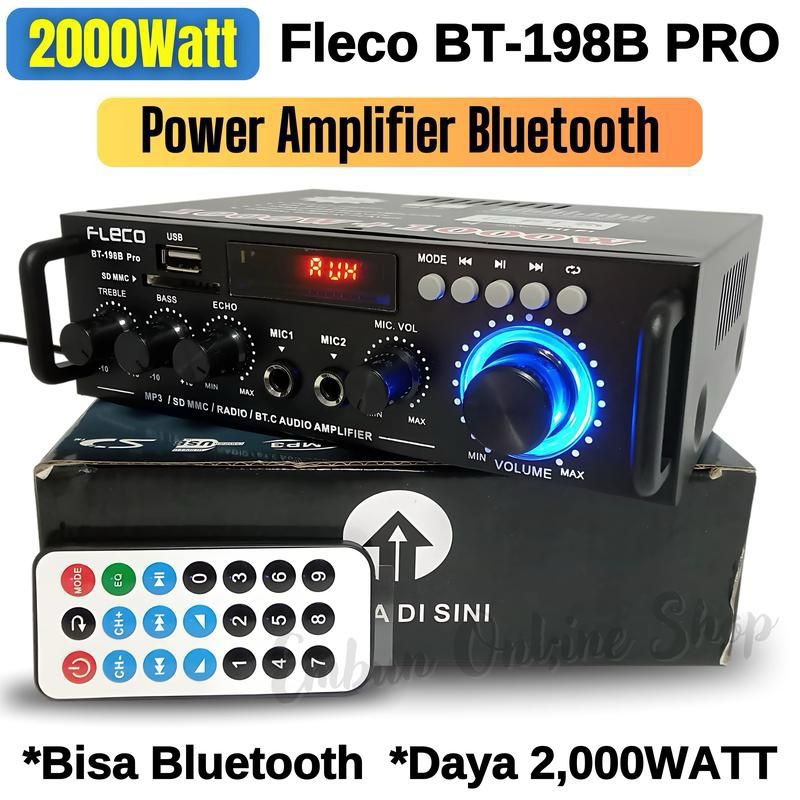 Powe Amplifier Fleco Bt-198 B Pro_Amplifier Bluetooth Full Bass 2000Watt