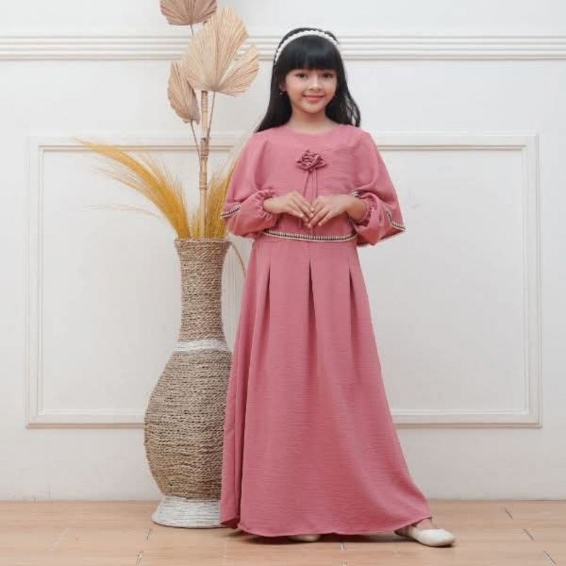 GAMIS ANAK PEREMPUAN 4-13 THN NAURA CRINKLE AIRFLOW