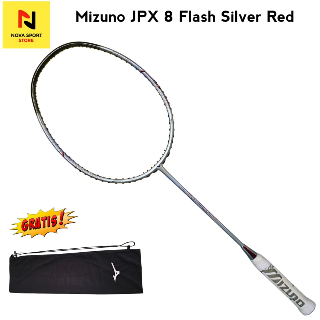 Mizuno Raket Badminton JPX 8 Flash Silver Red