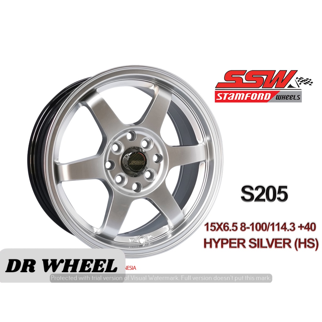 Velg mobil type s205 ssw ring 15 lebar 65 h8 hyper silver velg mobil berkualitas