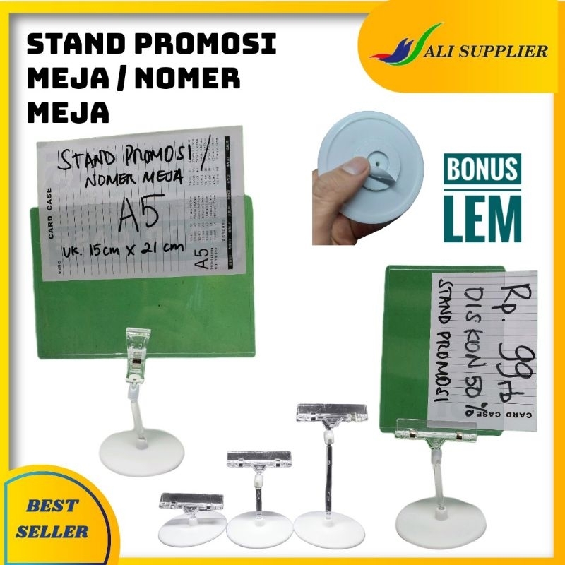 STAND HARGA / STAND PROMOSI / JEPITAN PROMO DENGAN DUDUKAN / STAND MENU MEJA / STAND HOLDER HARGA / 