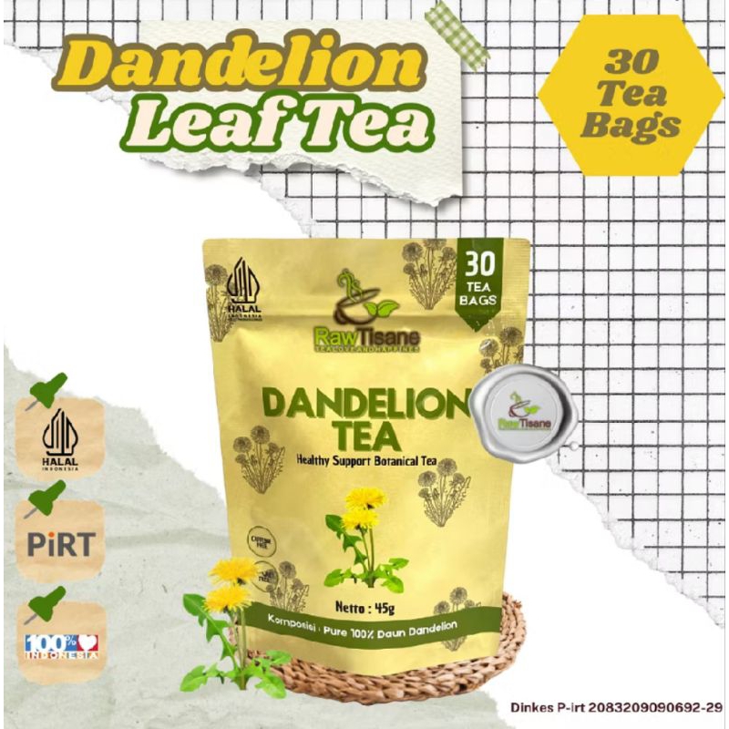 

RAW TISANE Dandelion Tea: Teh Celup Daun Dandelion / Teh Daun Jombang Isi 30 Tea Bag