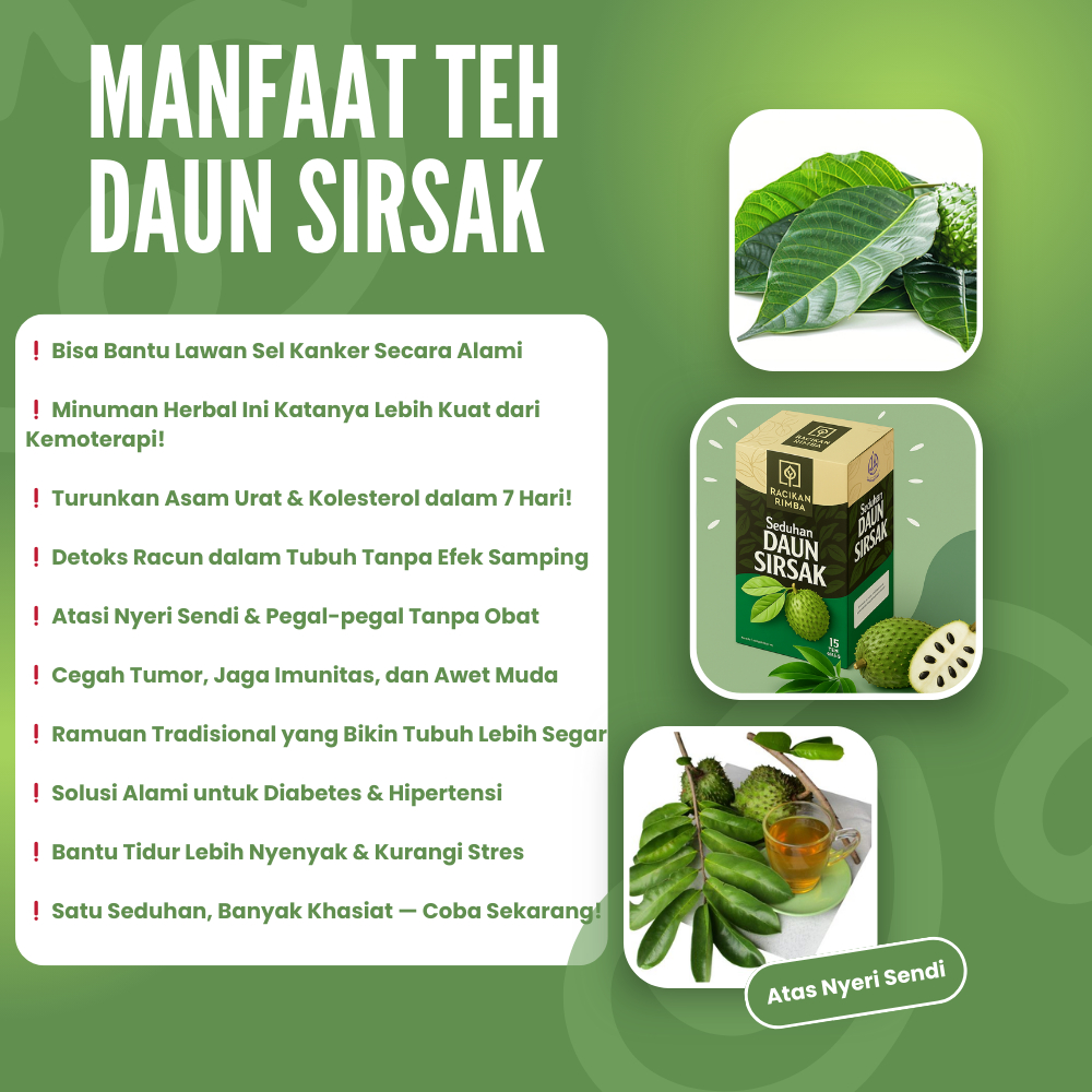 

Teh Daun Sirsak | Seduhan Daun Sirsak | Rempah Premium | Racikan Rimba