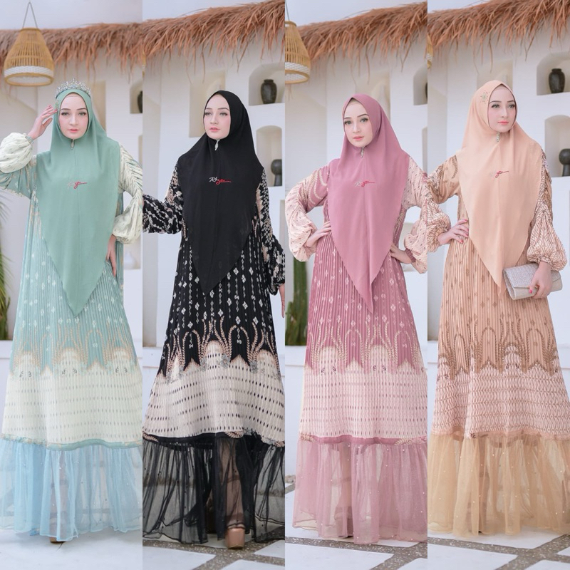(PROMO) RHYN ELDEENA -  gamis set khimar hijab premium free bros