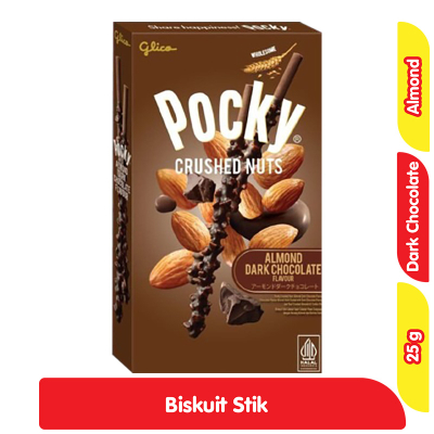 

Pocky Crushed Nuts Biskuit Stik Rasa Almond Milk Dark Chocolate 25 g / Pocky Crushed Nuts Dark Choco