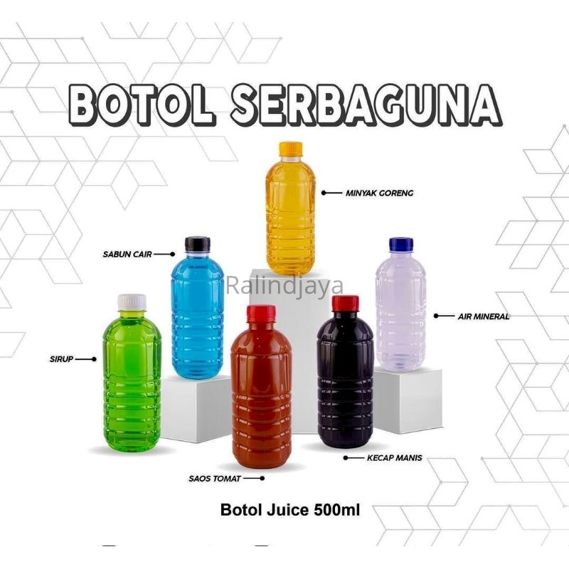 Botol Juice 500 ml / Botol Plastik / Botol Jamu / 500 ml (Pack isi 100pcs)