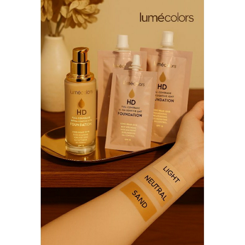 Lumecolors Foundation Full Coverage Ringan Tahan Lama Original Cocok untuk Kulit Berminyak & Kering