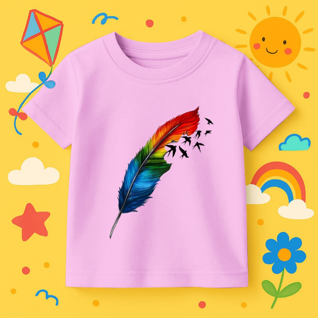 Kaos Tshirt Anak Perempuan Sayap Burung Warna Original Distro 30s Sablon DTF Premium Quality