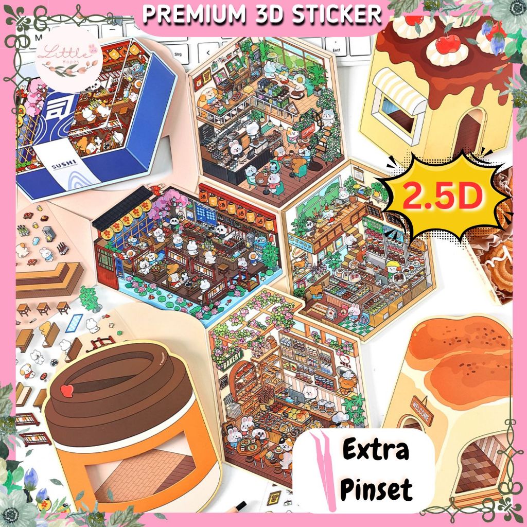 

MIDDLE SIZE STICKER 2.5D 3D Premium Satisfying Decoration Landscaping Unik Lucu Viral Korea