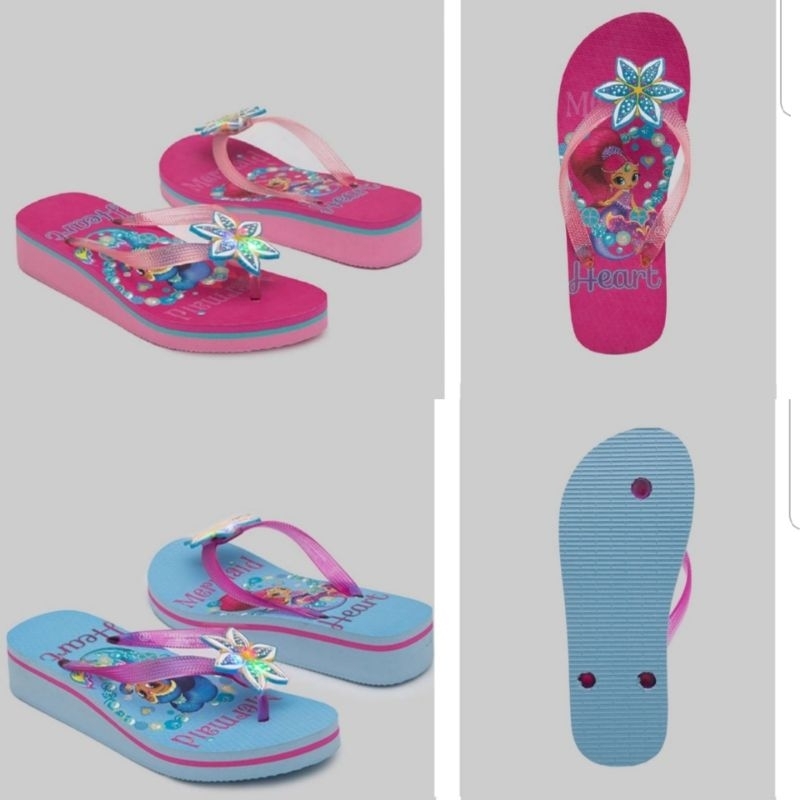 Sandal Anak Perempuan LED Mermaid Biru Pink /  Sandal Anak Bisa nyala / Sandal LED / Sandal Anak per