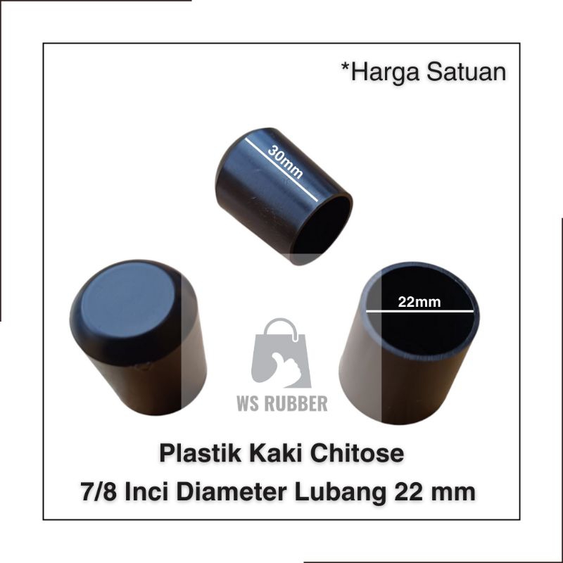 Plastik Kaki Chitose 7/8 Inci Diameter Lubang 22mm Plastik Tutup Kaki Meja Kursi Rak Pipa Besi Bulat
