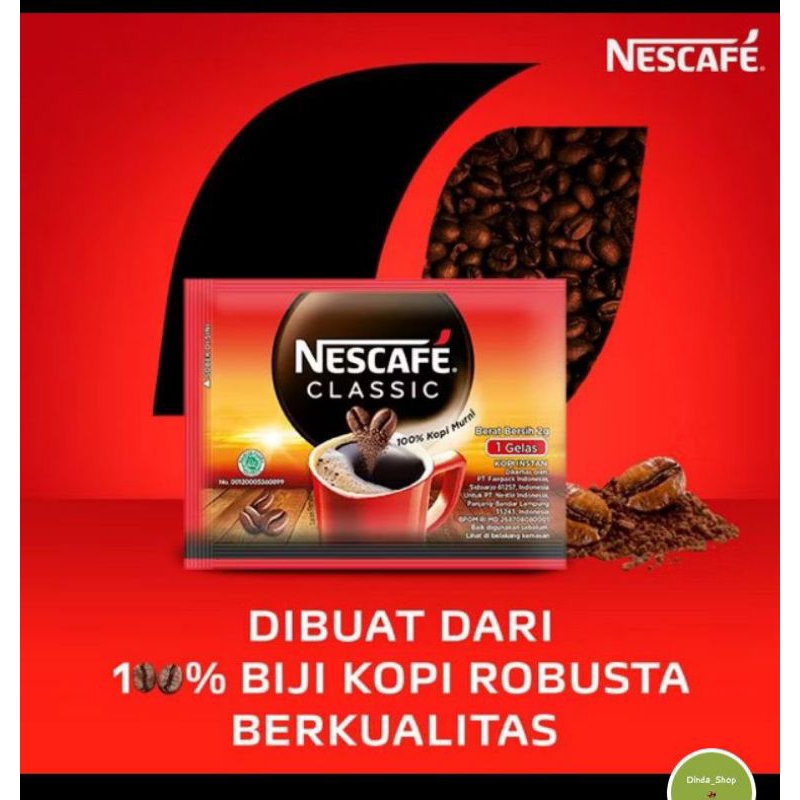 

NESCAFE Classic kopi instan hitam Sachet (10x2) gr
