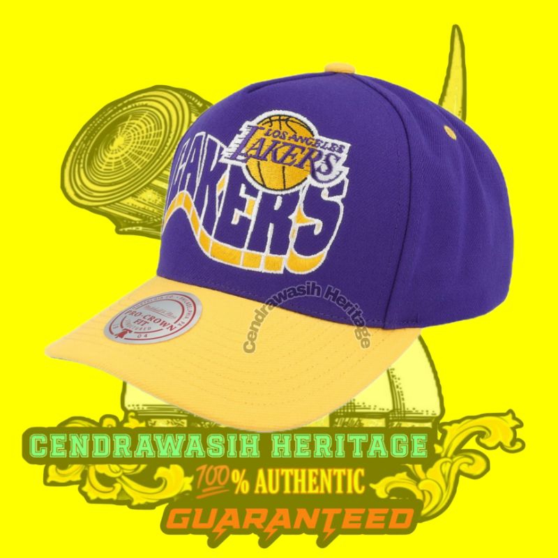 Mitchell And Ness Los Angeles Lakers Wavy Pro Crown Snapback 100% Authentic