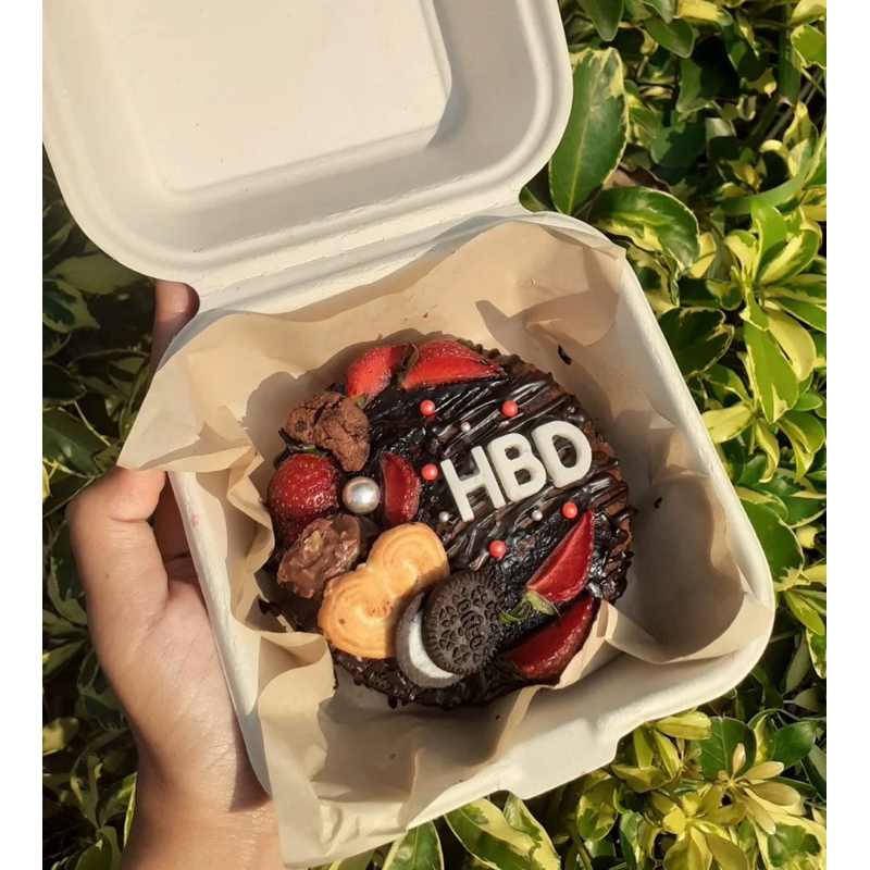 Mini Fudgy brownies bento kue ultah coklat korean cake