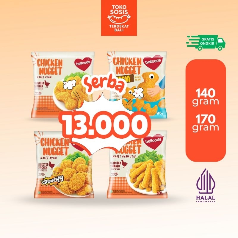 

Belfoods Chicken Nugget S Favorite Ceria Crunchy Stik Naget Ayam | 140gr 170gr