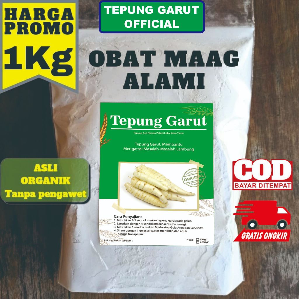

TEPUNG GARUT 1KG / Asam Lambung / Pati Garut / Arrowroot Powder / Tepung Pati Irut / Jengkirut