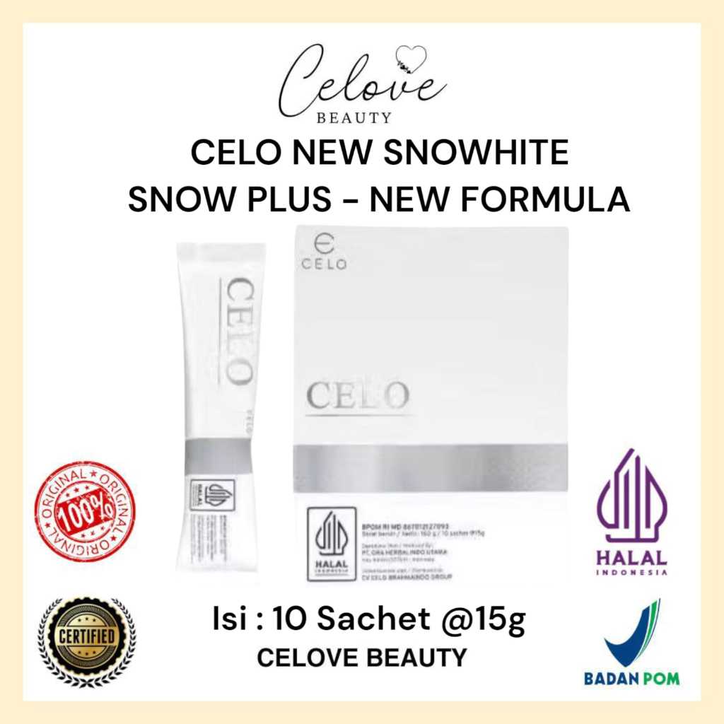 [ READY STOCK ] CELO SNOW PLUS NEW FORMULA SNOWHITE 10 SACHET SNOW WHITE COLLAGEN || CELOVE BEAUTY