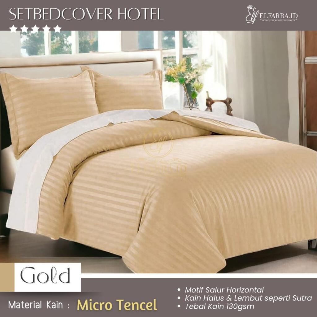 ELFARRA | Sprei Set Bedcover 180x200 | Bed Cover Set | Selimut Bed Cover | sprei SALUR Warna Kuning 
