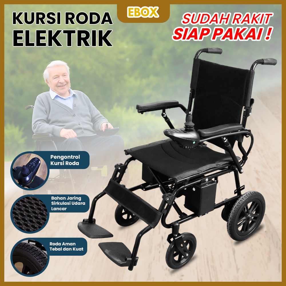 Kursi Roda Elektrik EBOX Lipat Otomatis Ringan untuk Dewasa & Lansia
