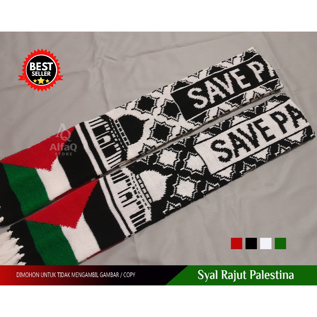 SYAL PALESTINA, syal rajut palestina indonesia motif kufiyah, syal pria wanita, slayer palestina, SA