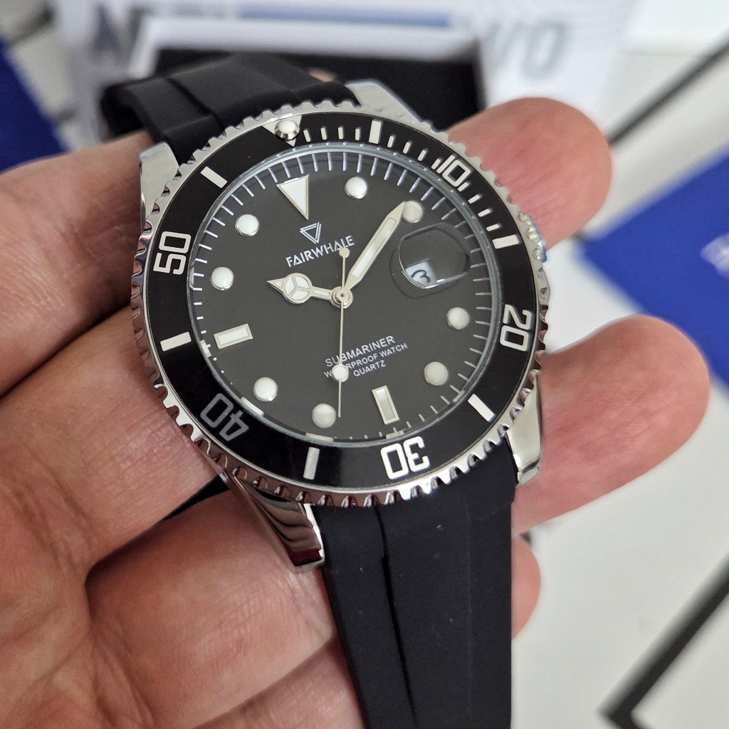 MARK FAIRWHALE Vital Jam Tangan Pria Original Quartz Analog Baterai Karet Hitam Fashion Anti Air