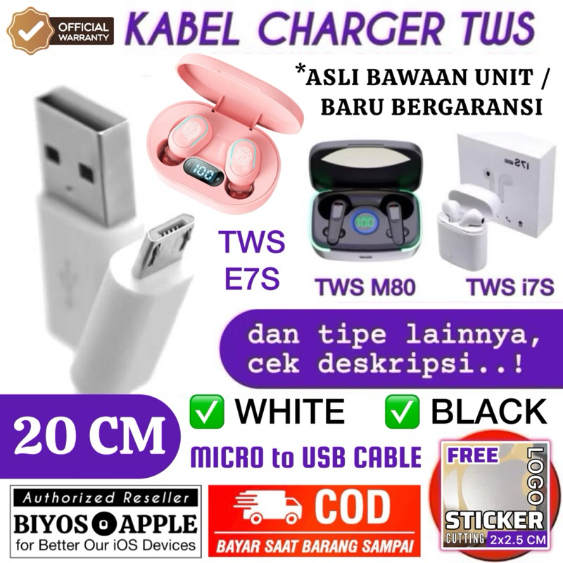 [COD] Free: Sticker | ORIGINAL! Kabel Charger TWS / Pods i7 i7S i8S i10 Max Pro60 M10 M80 MiPods A7S