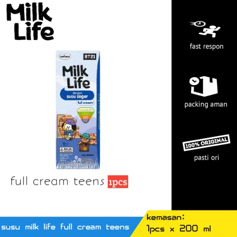 

susu milk life full cream teens ( 200ml )