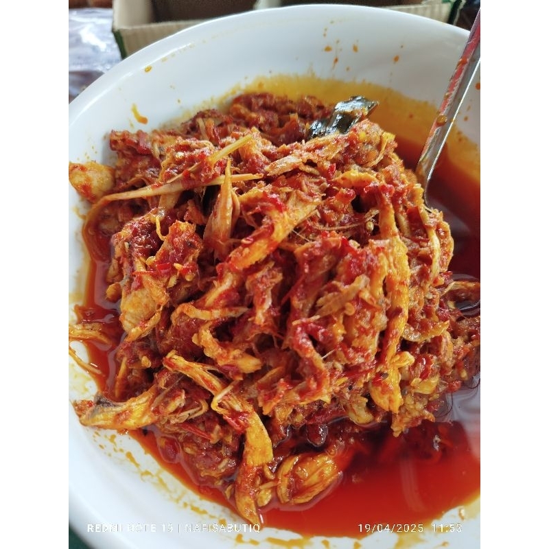 

ayam suwir pedas manis ukuran 150 gram