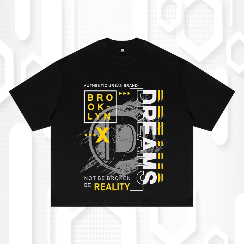 Kaos Distro Pria "BROOKLYN DREAMS" - Desain Urban Authentic dengan Teks Bold & Simbol X Streetwear T