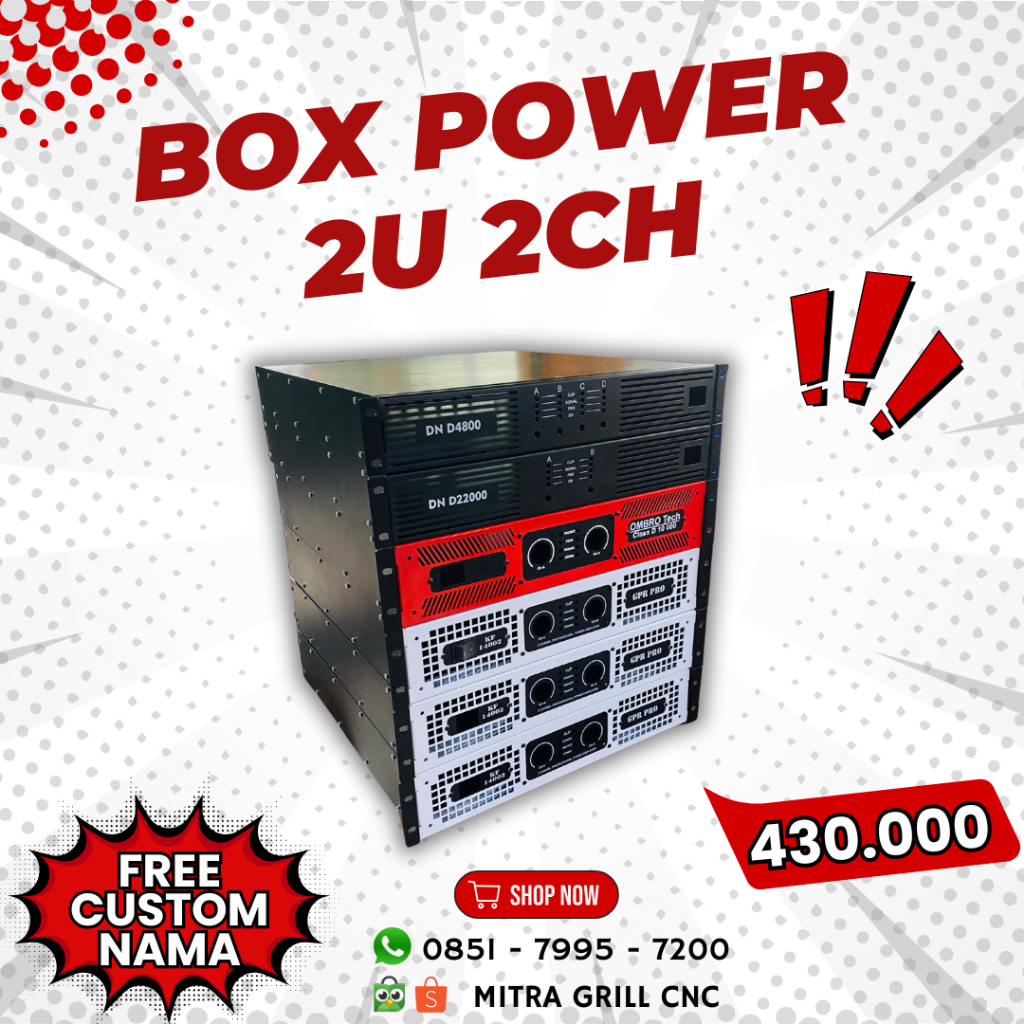 Box Power 2u 2ch bisa custom nama - box power rakit sendiri - box power amplifier - box power custom