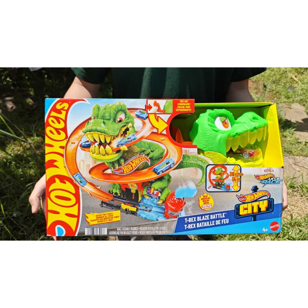 Hot Wheels City T-Rex Blaze Battle Playset - Track Set T Rex