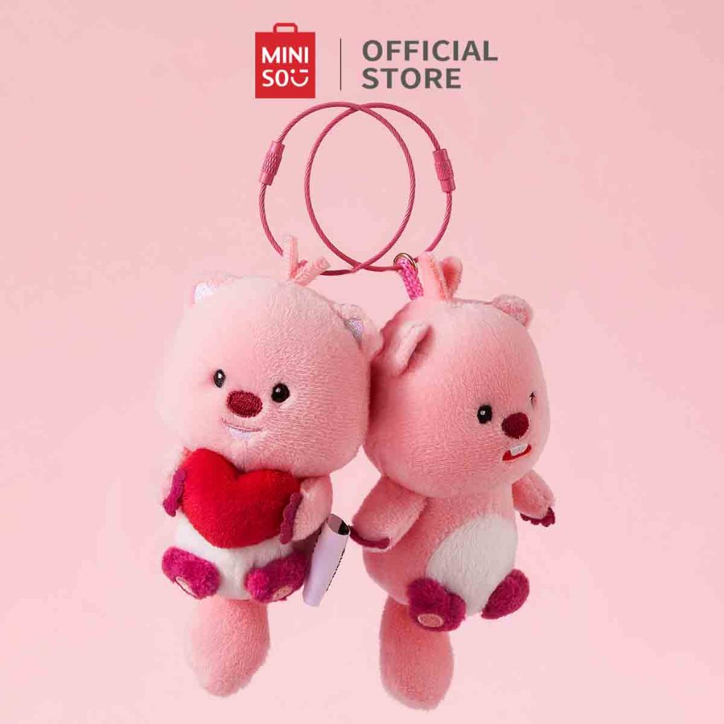 Miniso x ZANMANG Loopy Collection Liontin Mewah Plush Pendant Holding-Heart 3.5in.Liontin Tas Lucu