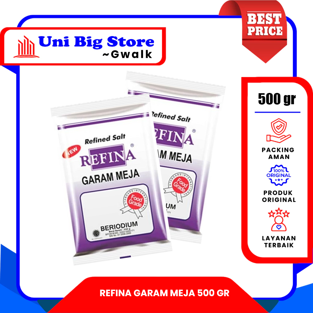 

REFINA GARAM MEJA REFILL REFINED SALT - 500 gr