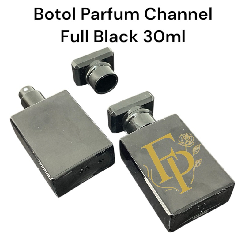 Botol parfum premium channel full black 30ml parfume botol chanel kaca