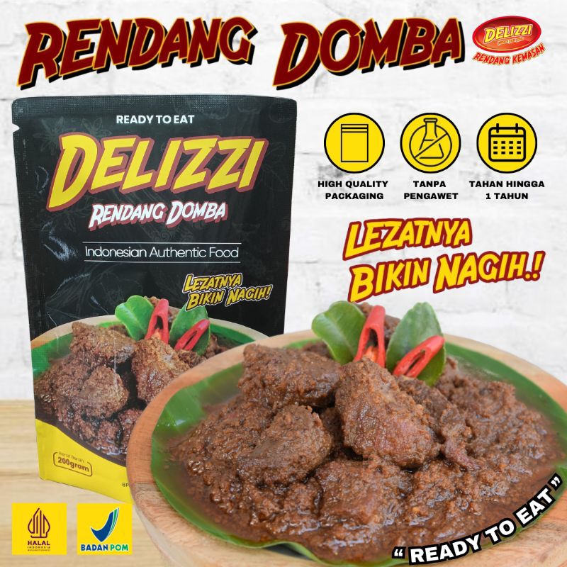 

Rendang Daging Domba Delizzi 200g Tanpa Pengawet, Halal, BPOM - Food, Makanan instan