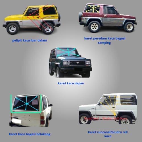 Karet karet kaca mobil daihatsu feroza taft rocky