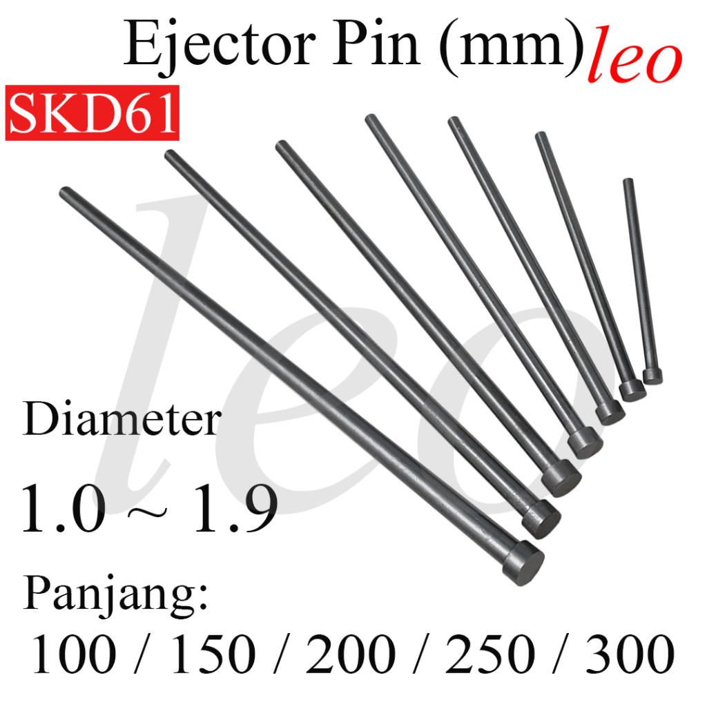 Ejector Pin SKD61 1/1.1/1.2/1.3/1.4/1.5/1.6/1.7/1.8/1.9 mm Panjang 100/150/200/250/300 Ejektor Pin I