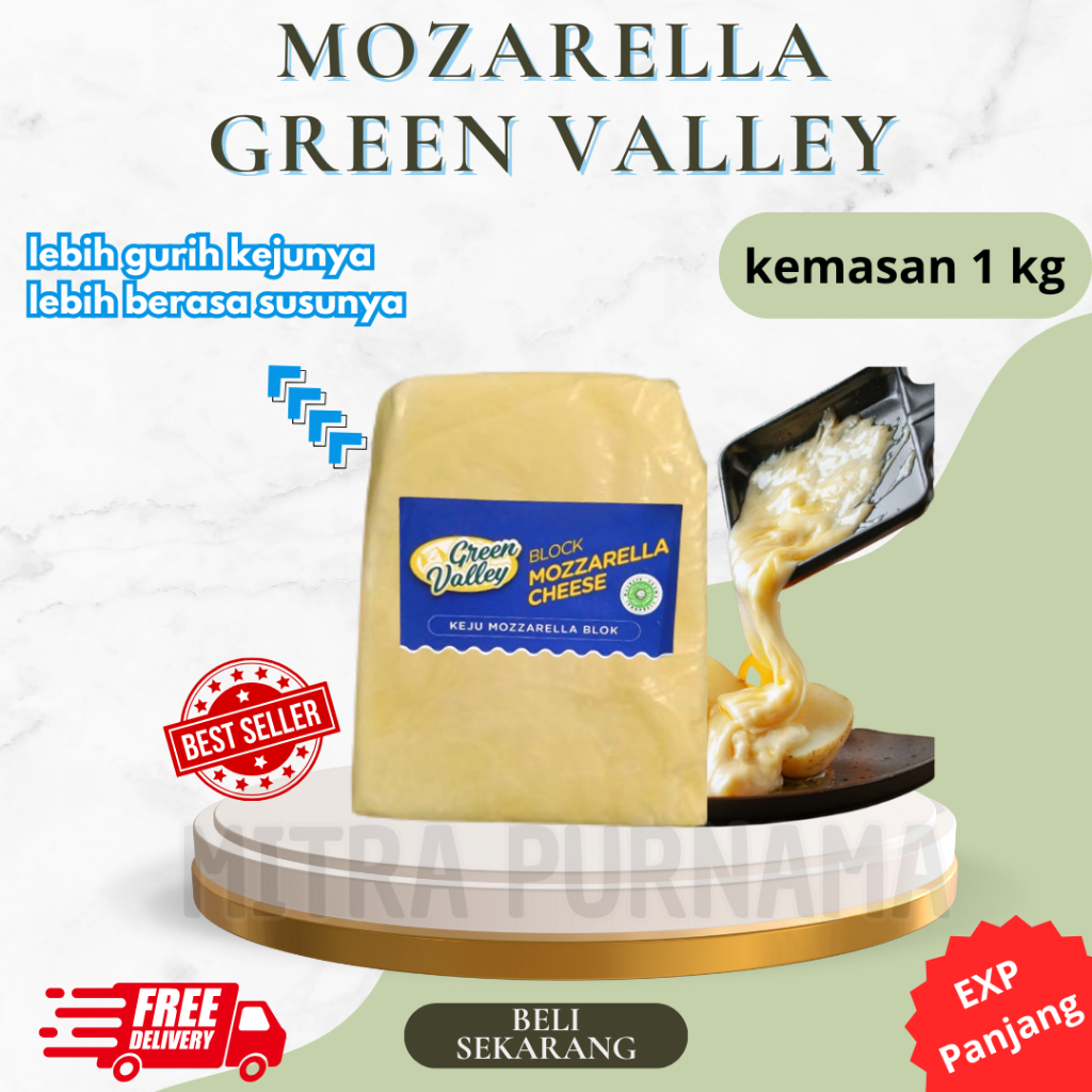 

Green Valley Mozarella 1 Kg Cheese Premium Keju Mozarella Lumer Termurah Terlaris