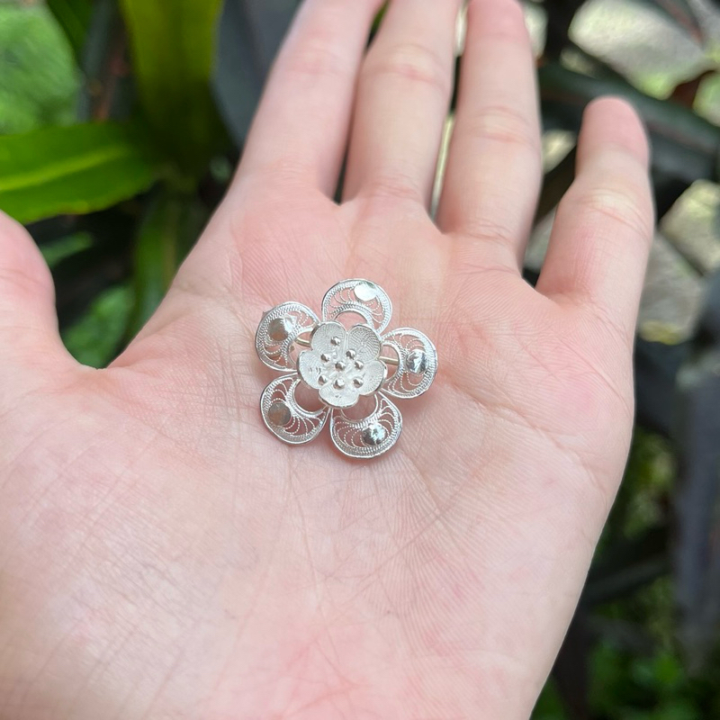 Bros Bunga Mini Filigree Perak 925