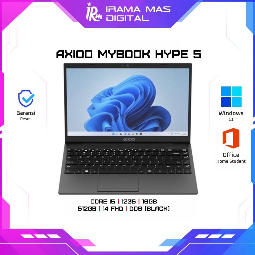 AXIOO MYBOOK HYPE 5 CORE I5 1235/16GB/512GB/14 FHD/DOS (BLACK)